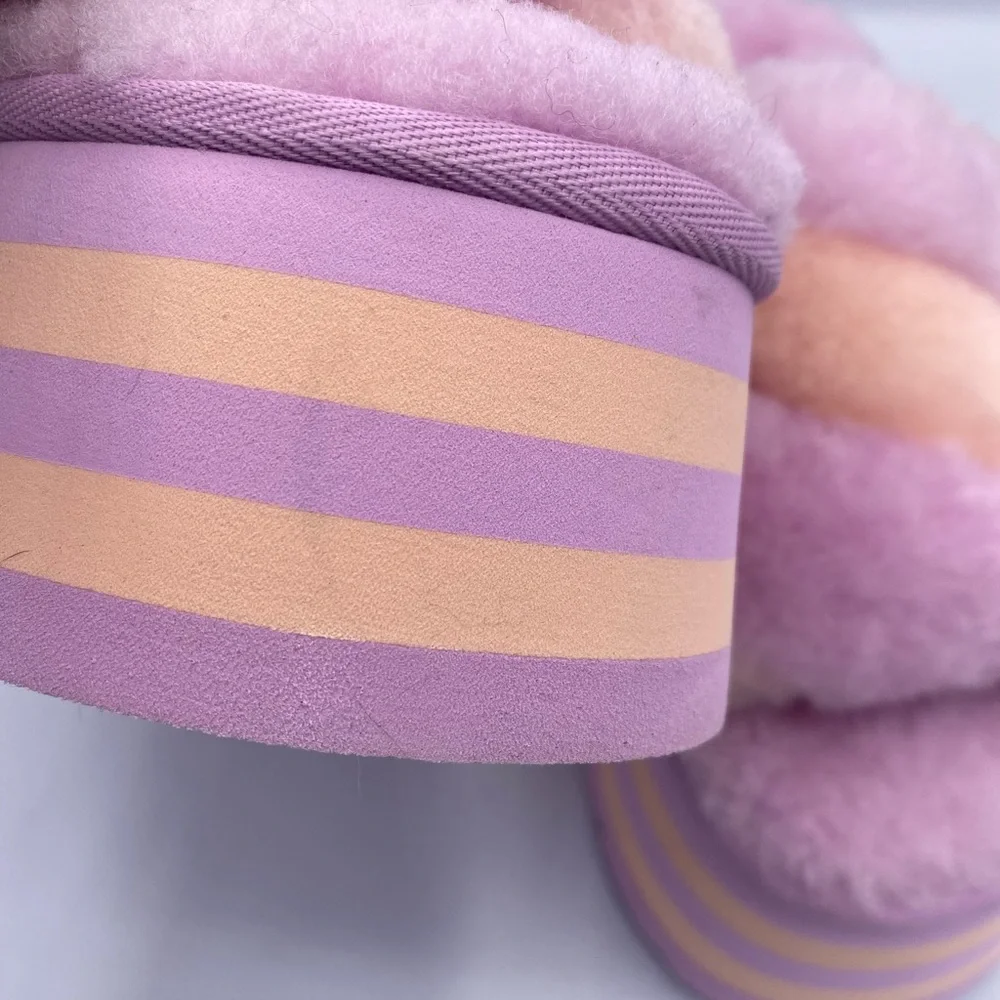 UGG Lavender and Cream Fluff Yeah Platform Sandals